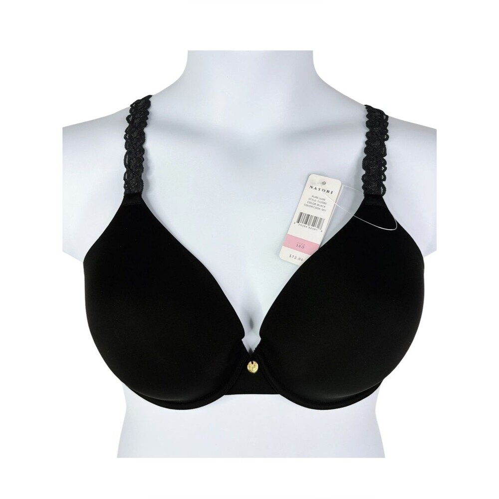 NWT Natori Pure Luxe Contour Underwire Bra sz 38D Black T-Shirt Lined Microfiber